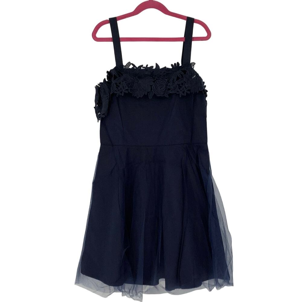 Bardot Junior Size 16 Navy Nola Fit & Flare Dress Off The Shoulder Lace N1-9